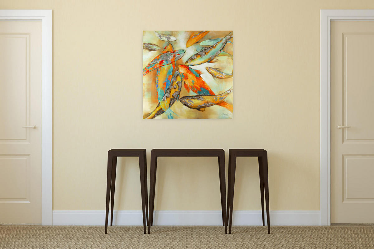 ACRYLBILD HANDGEMALT 80/80 cm - Gelb, Holz/Textil (80/80cm) - KUNSTLOFT