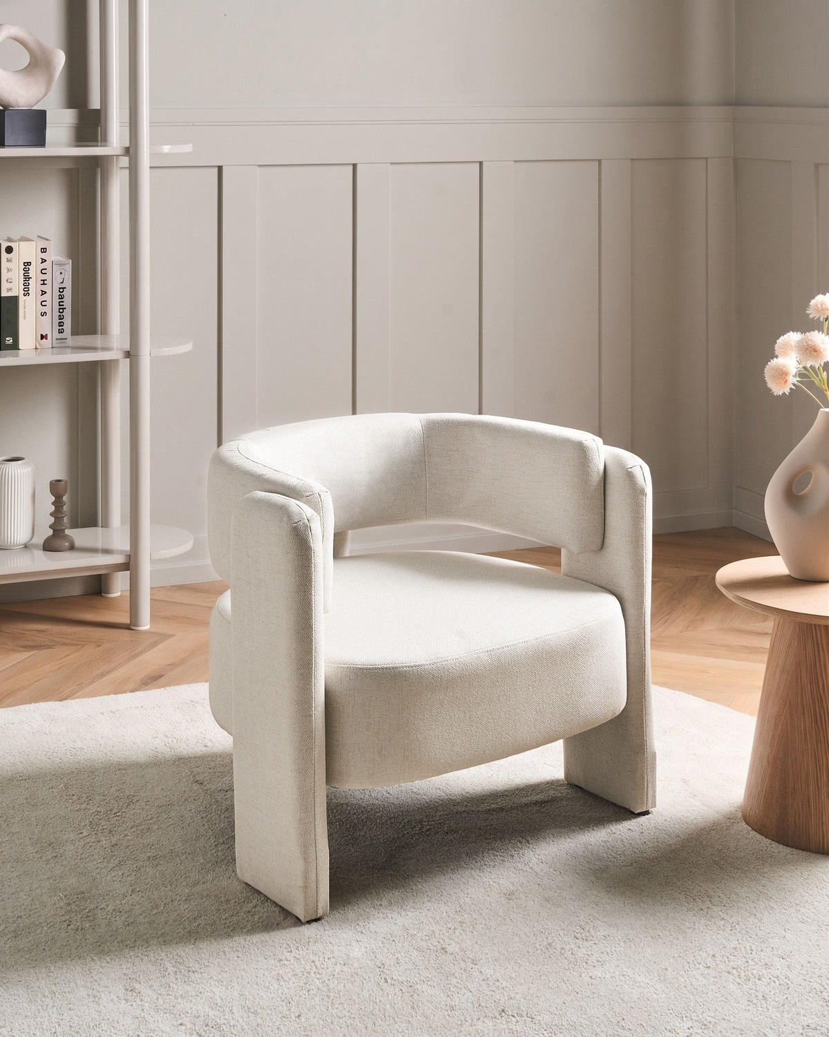 SESSEL Stoff Cremeweiß Maggeby - Weiß, Textil (79/69/69cm) - Beliani