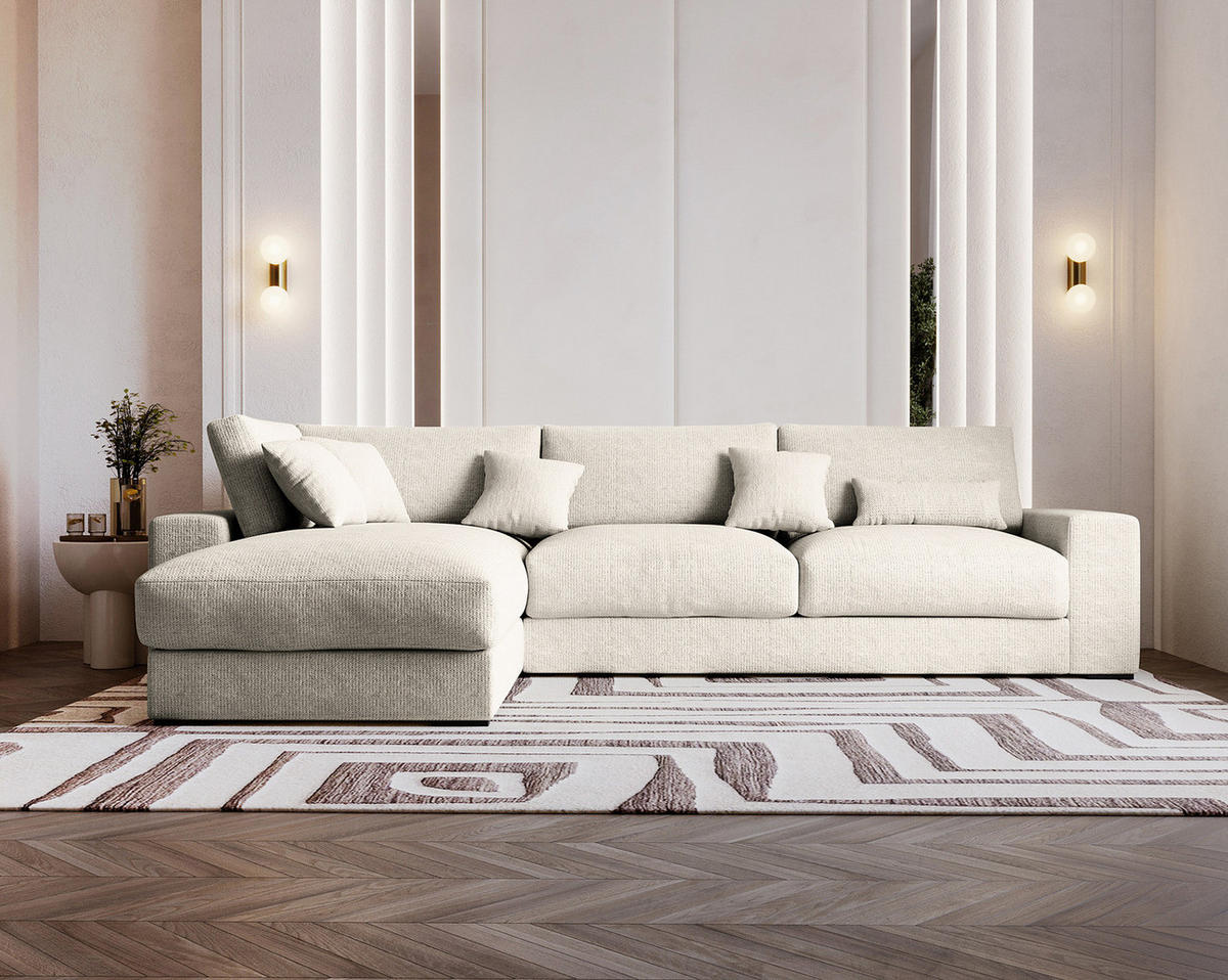 ECKSOFA mit Longchair - Schwarz/Grau, Kunststoff/Textil (340/205cm) - home24