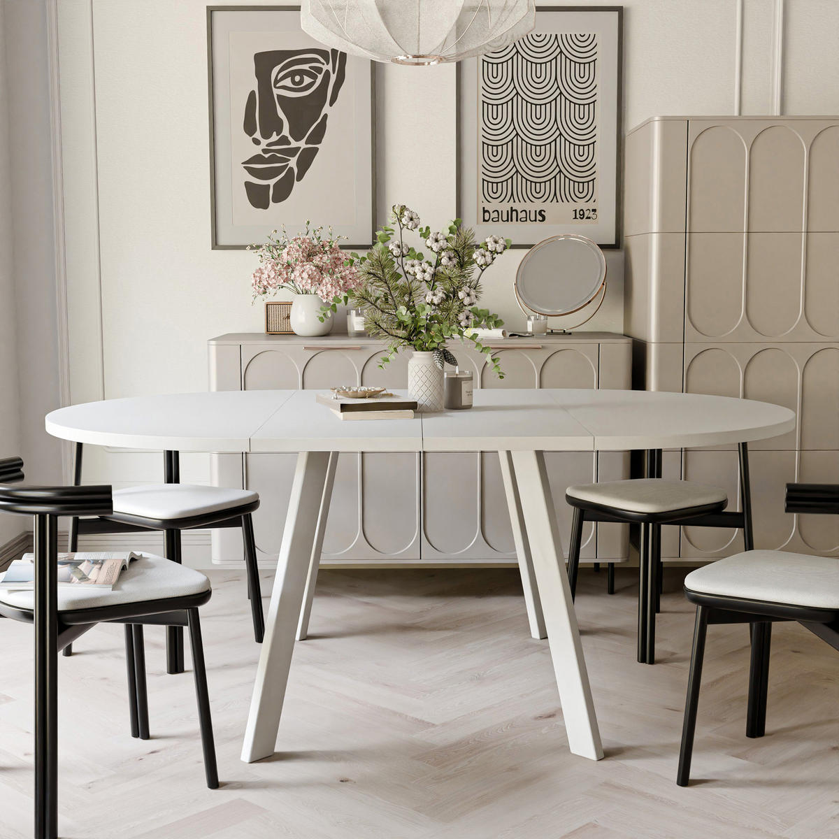 TISCH Weiße Beine, MDF Tischplatte, Arktisches Weiß - Weiß, Holzwerkstoff (100/100/76cm) - Idohome