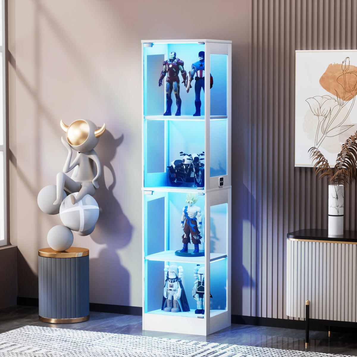 VITRINE mit LED-Beleuchtung 40 x 35 x 165 cm - Weiß - Weiß, Kunststoff (35/165/40cm) - KOMHTOM