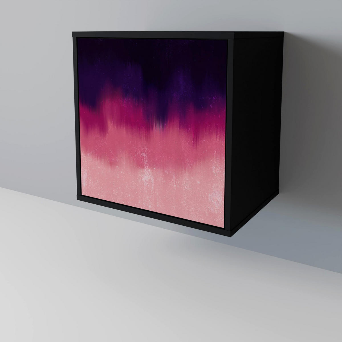 SIDEBOARD AURORA BOREALIS, Schwarz, 57,5x42x72,5 cm, Schwarze Metallfüße - Multicolor/Schwarz, Holzwerkstoff/Metall (57.5/72.5/42cm) - SpaceRebels