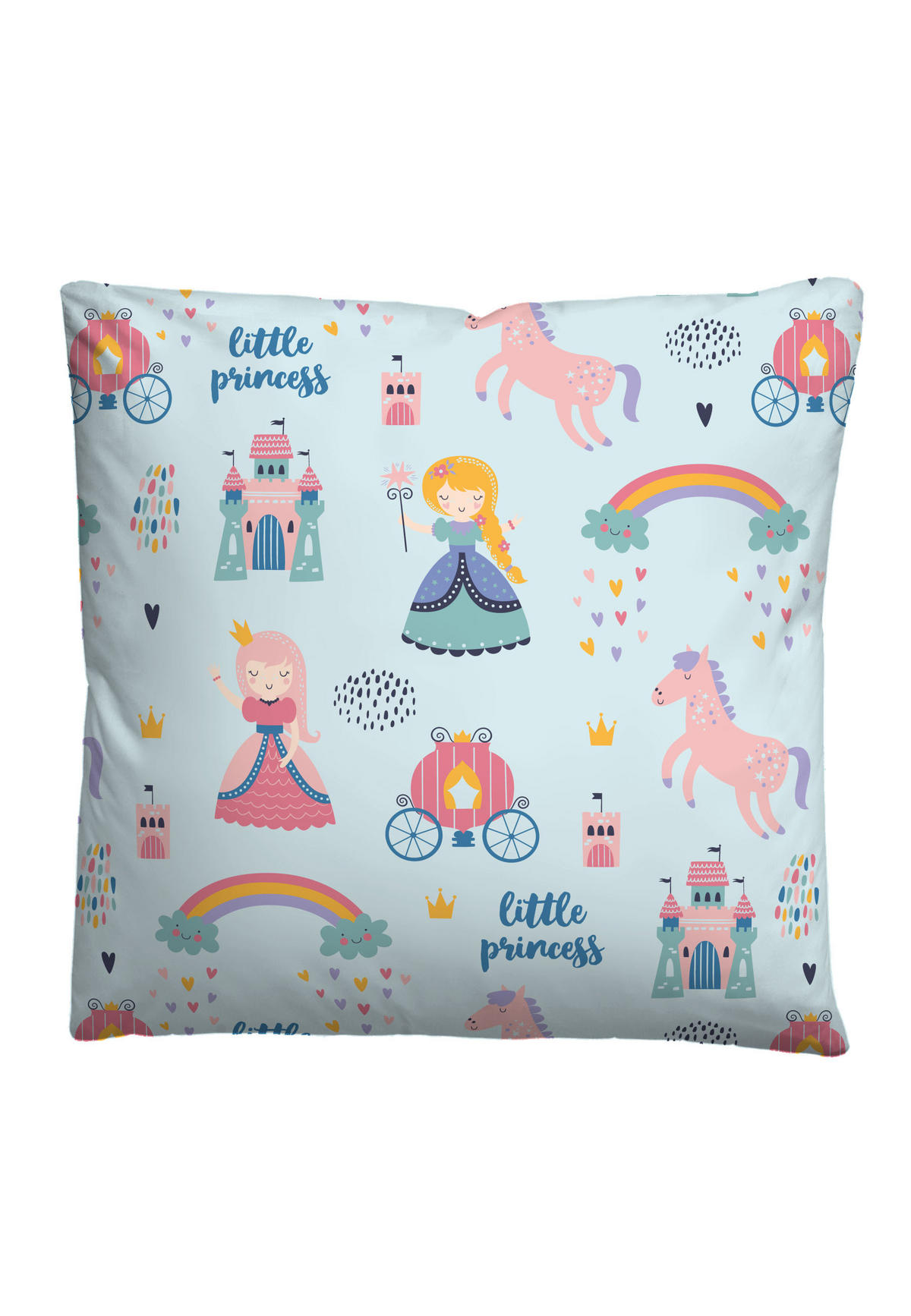 BETTWÄSCHE-GARNITUR Premium Biber Little Princess ciel, 135x200 cm + 80x80 cm - Hellblau, Textil (135/200cm) - biberna