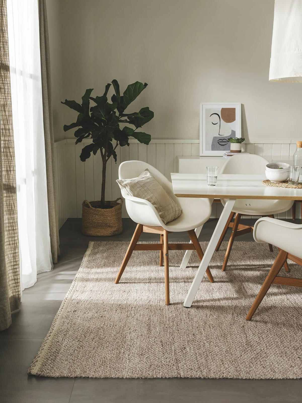 TEPPICH aus recyceltem Material Kiah Cream/Taupe 80x150 cm - Creme, Textil (80/150cm) - benuta Pure