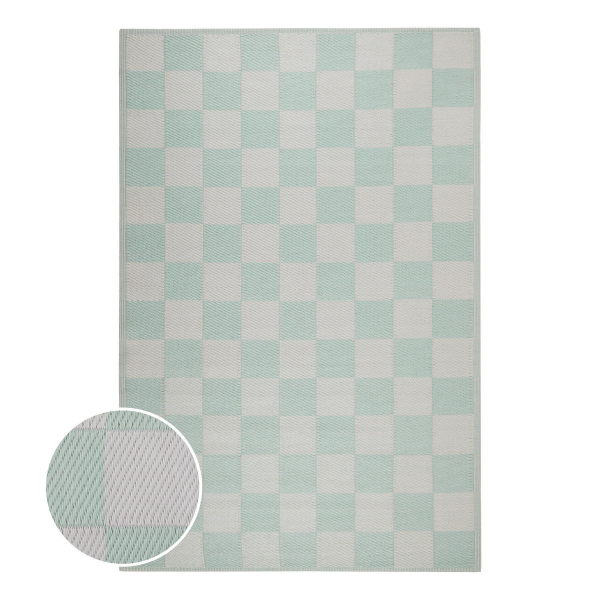 OUTDOORTEPPICH Colour Clash Karo 118x180 cm - Türkis, Kunststoff (118/180cm) - Butlers