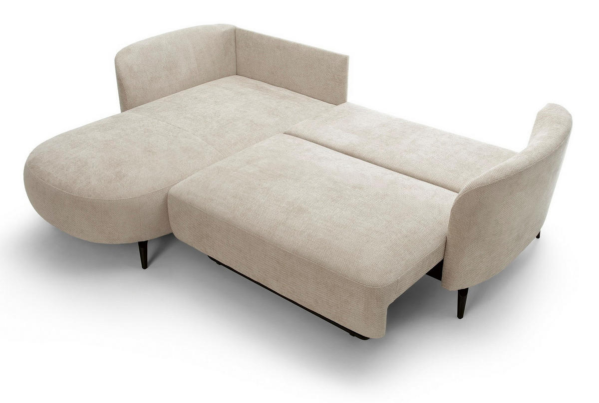 ECKSOFA auf Füßen Kendra 260 cm mit Schlaffunktion, Links, Beige - Beige, Holz (260/180cm) - Emporius