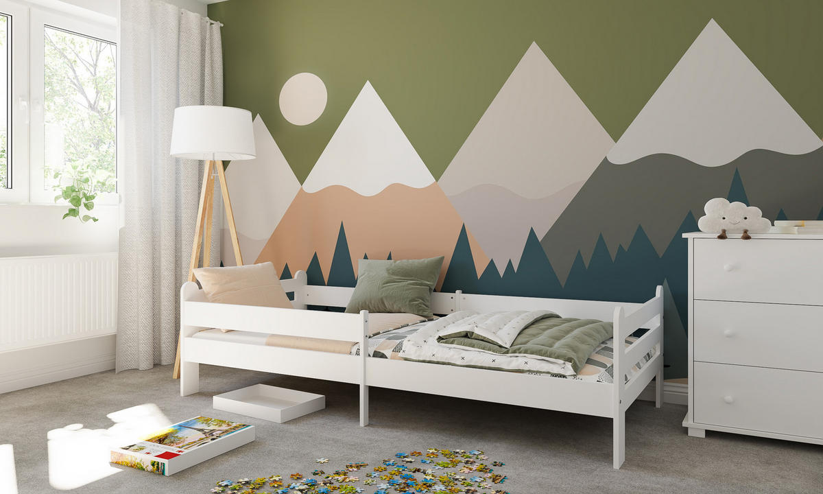 KINDERBETT Lillesund - Weiß, Holzwerkstoff (90/200cm) - kiki design
