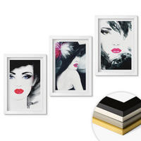 WANDBILDER 3er-Set - 20x30 cm Weißer Rahmen - Porträts von Frauen mit Lippen - Weiß, Kunststoff (20/30cm) - ArtPrintCave
