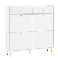 SCHUHKIPPER DE-37919 mit 4 Klapptüren und 2 Schubladen Weiß - Weiß, Holzwerkstoff (106.5/105.5/25cm) - ComfortXL