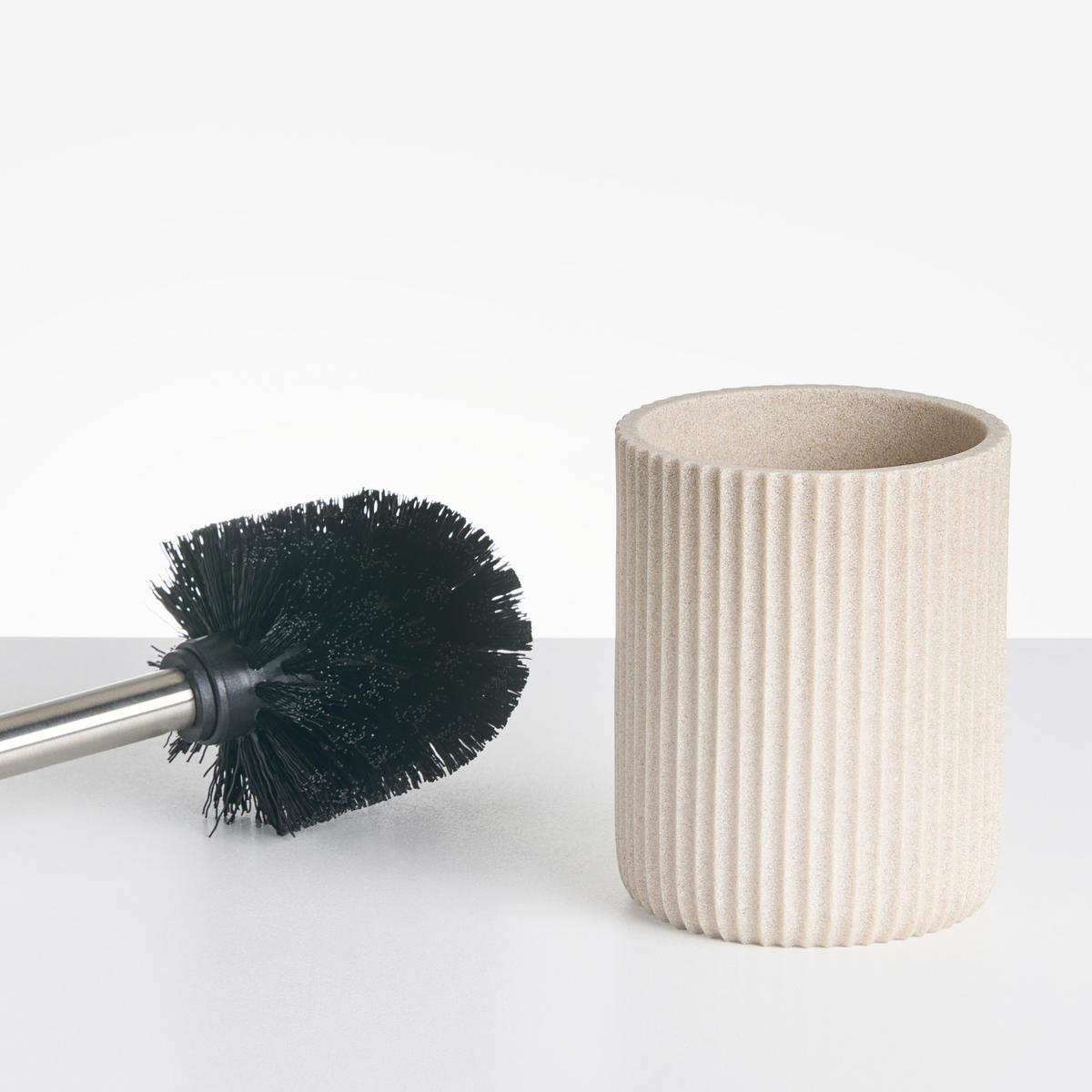 BADACCESSOIRES Set 5-teilig Hellbeige Camana - Beige, Kunststoff (8/10/8cm) - Beliani