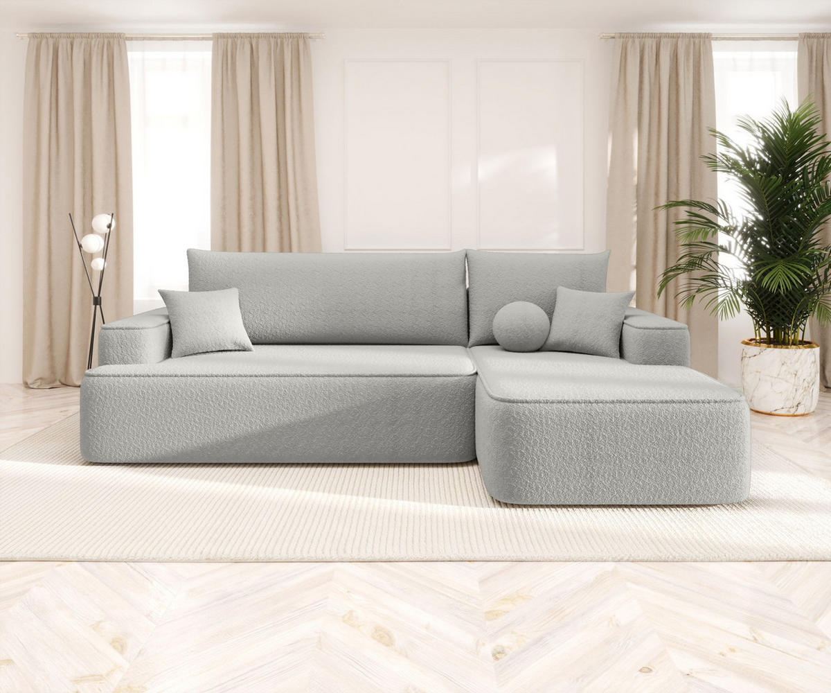 ECKSOFA mit Schlaffunktion FIGO Quelle 83 Rechts - Grau, Textil (250/150cm) - Bedante