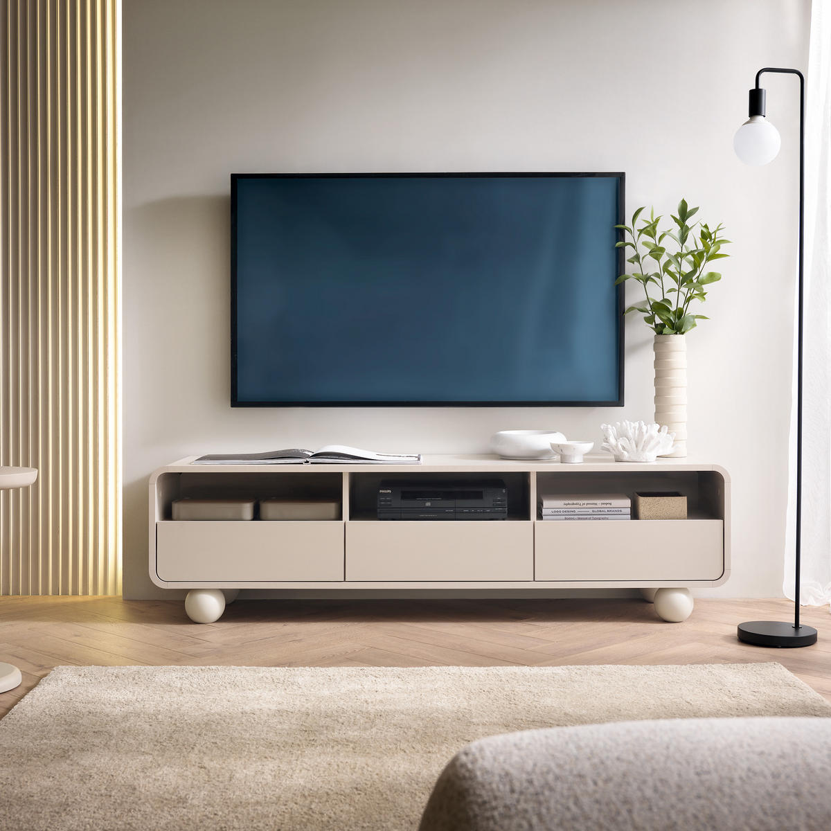 LOWBOARD TONDO 160/44/39 cm, Kaschmir - Kaschmir, Holzwerkstoff (160/44/39cm) - MASSENO