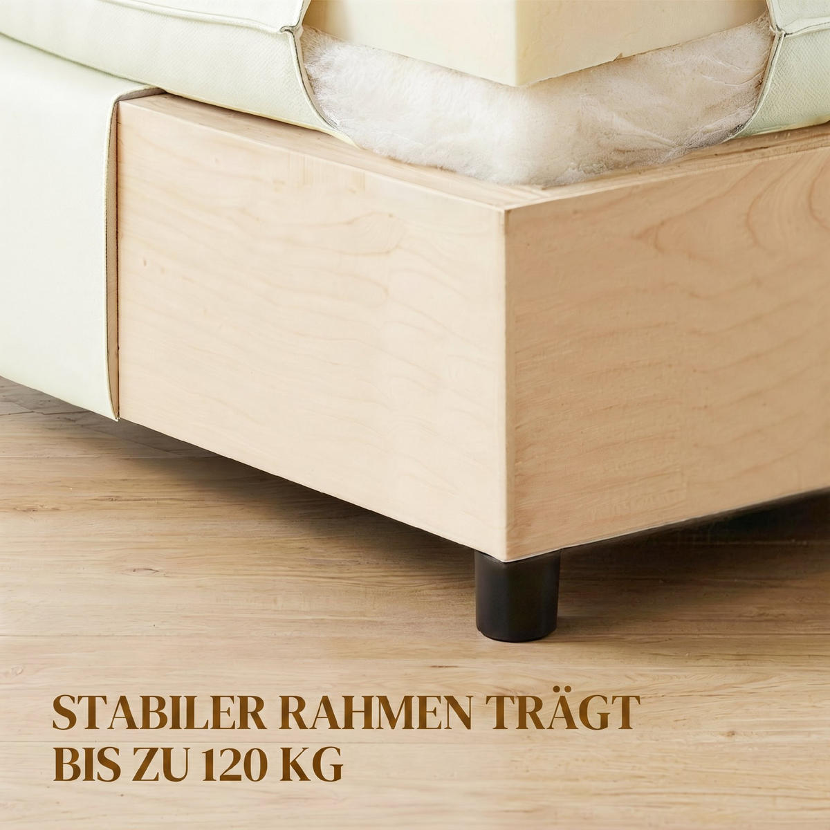 FUSSHOCKER Polyester Cremeweiß - Creme/Schwarz, Holzwerkstoff/Kunststoff (75/40/75cm) - HOMCOM