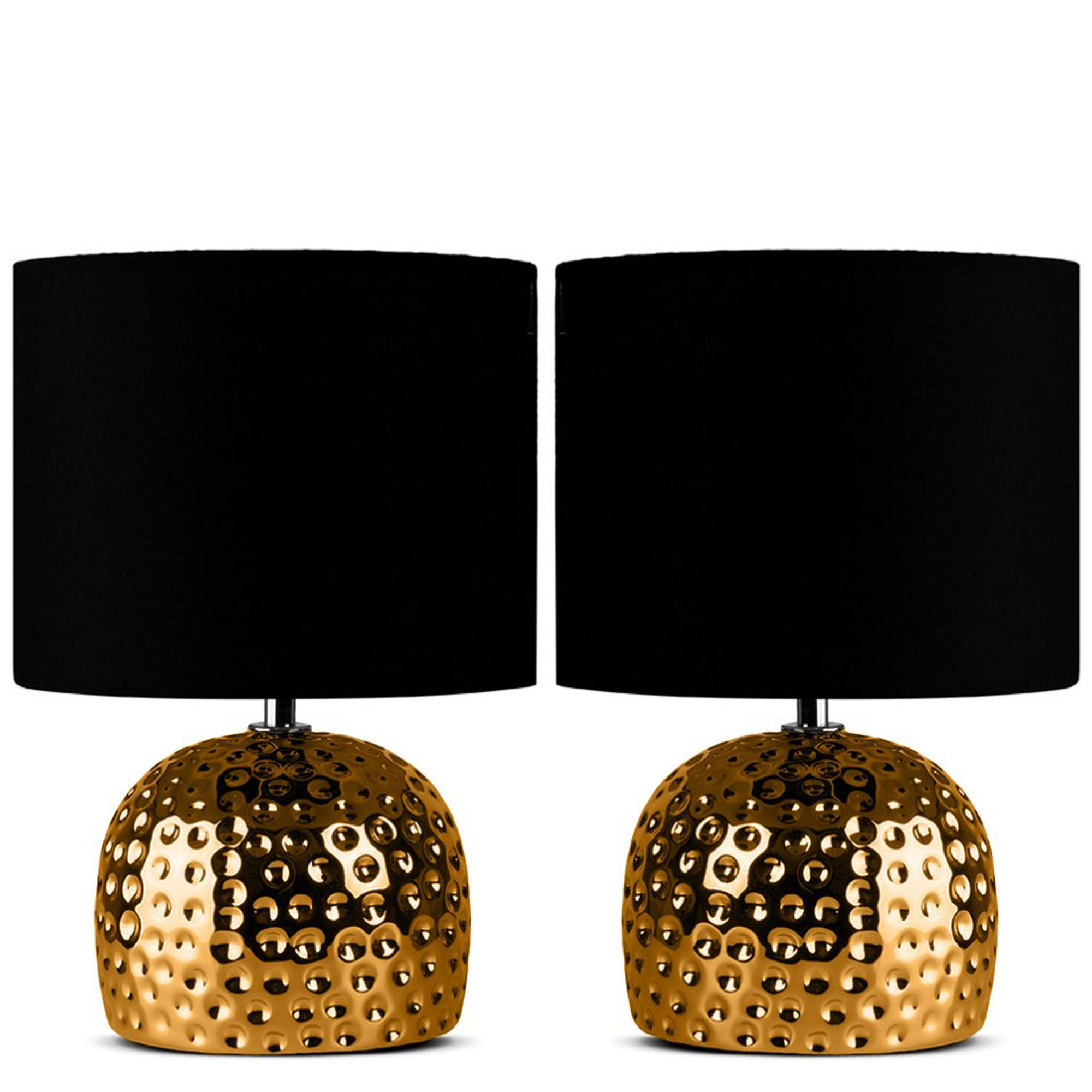 TISCHLEUCHTE FRAGI Tischlampe, 2-er Set, Gold, Schwarz - Goldfarben, Keramik/Textil (20.5/21/30cm) - KONSIMO®