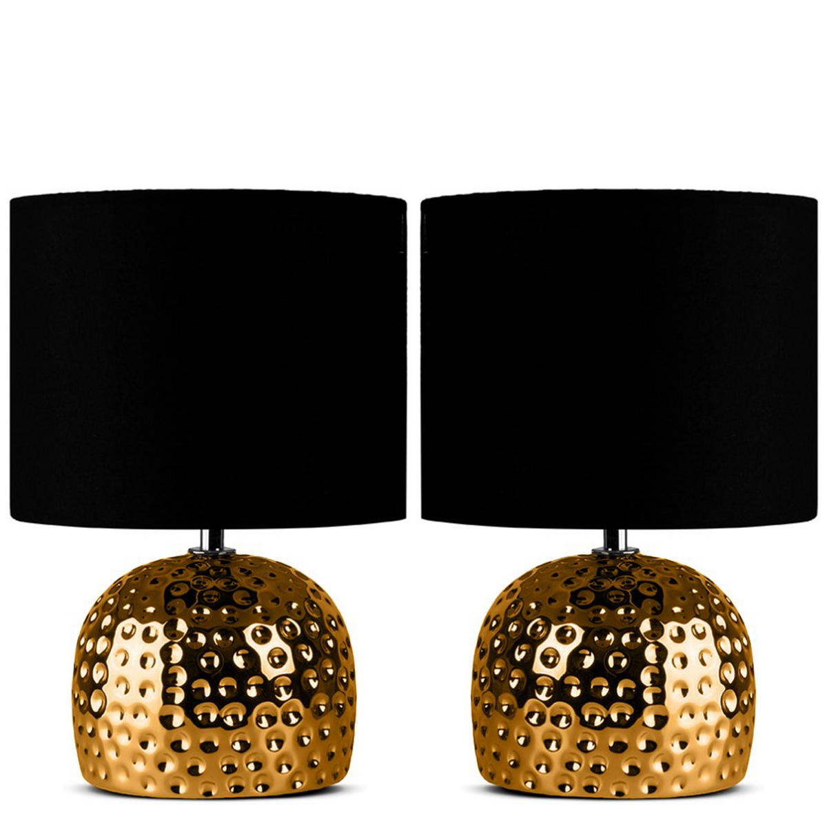 TISCHLEUCHTE FRAGI Tischlampe, 2-er Set, Gold, Schwarz - Goldfarben, Keramik/Textil (20.5/21/30cm) - KONSIMO®