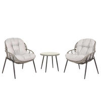 GARTEN-GARNITUR aus Poly-Rattan HxBxT 85,5x67x68cm Sitzhöhe 35cm Grau Polster Hellgrau - Grau, Kunststoff - PROREGAL