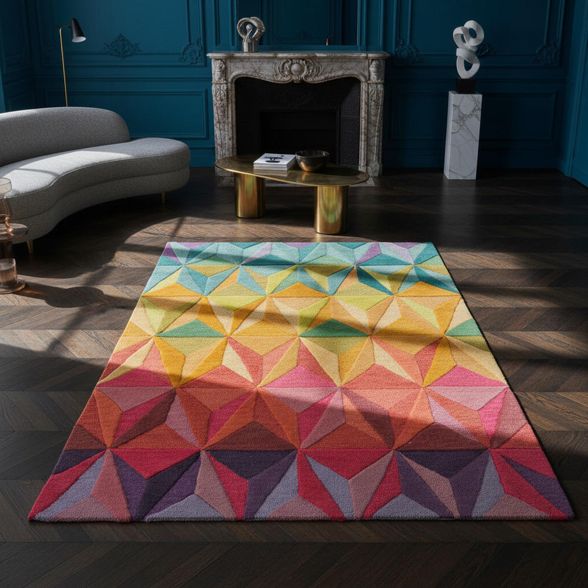 WOLLTEPPICH Mosaikmuster Bunt, handgetuftet DERWENT TILLY, Multi 120x170 cm - Multicolor, Textil (120/170cm) - KADIMA DESIGN