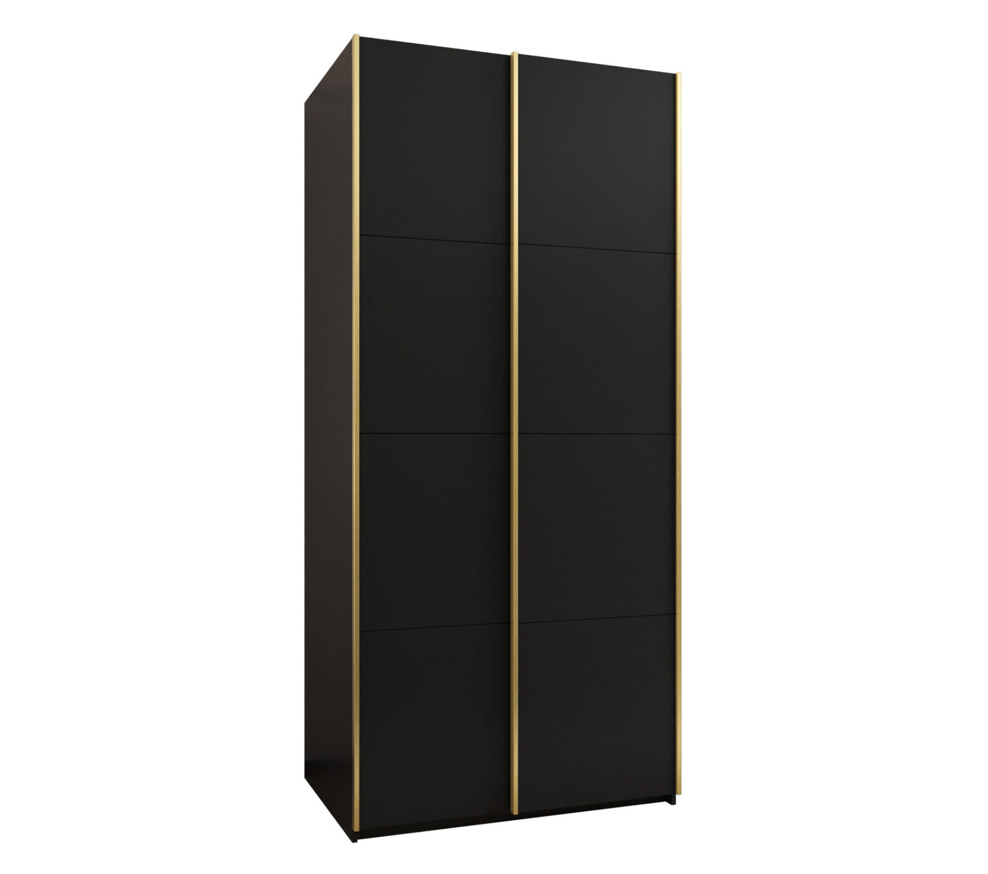 Abiks Möbel Schwebetürenschrank Schwarz, Schwarz, Gold 110x245x64 cm