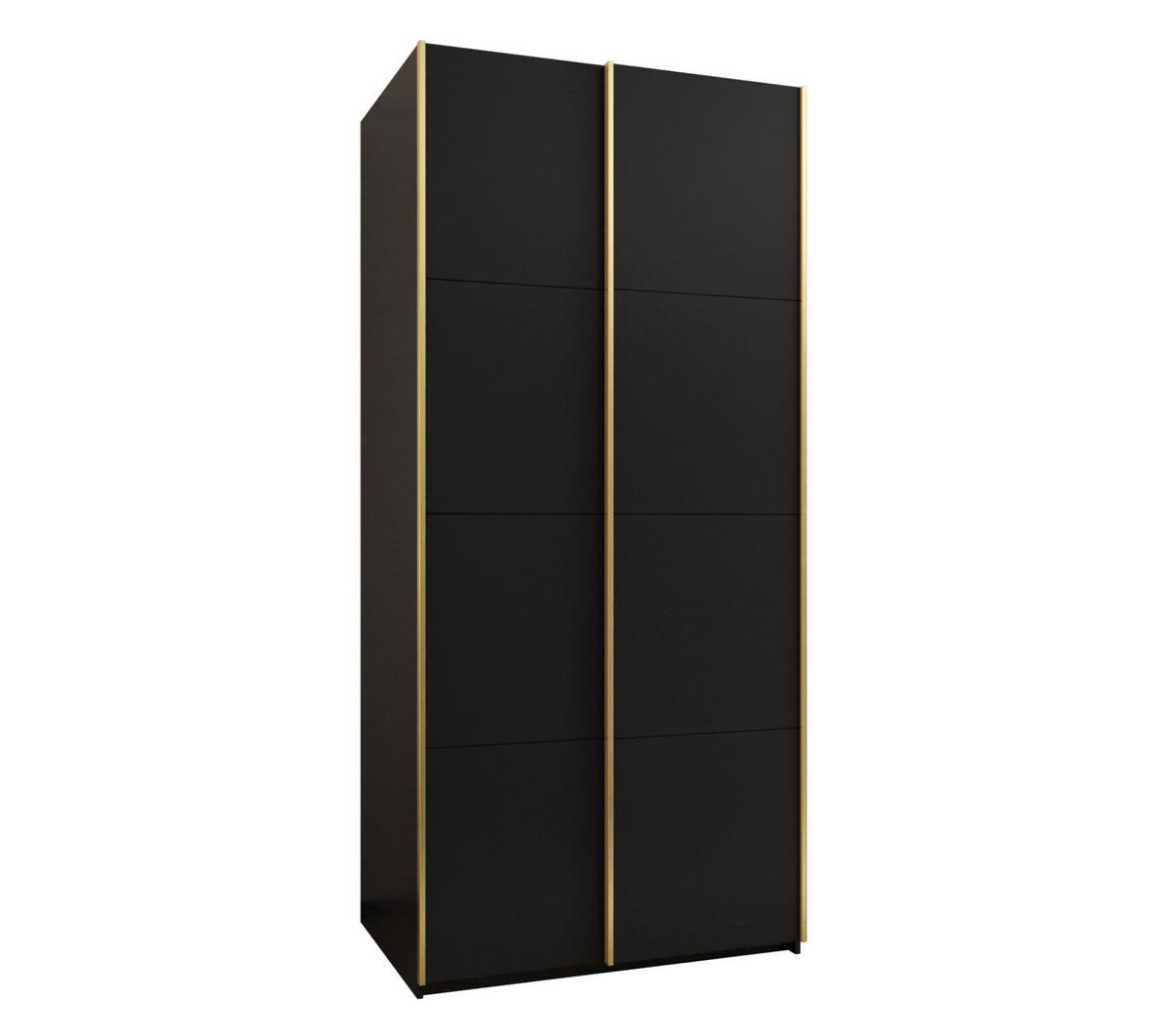 SCHWEBETÜRENSCHRANK 245,5/100/64 2-türig - Goldfarben/Schwarz, Holz/Metall (100/245/64cm) - Abiks Möbel