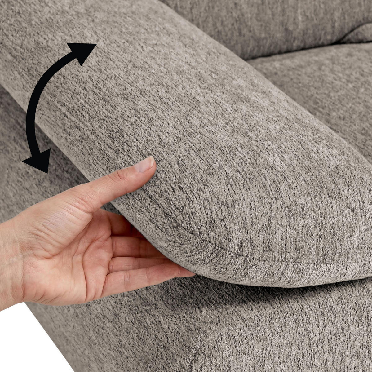 ECKSCHLAFSOFA Sora Mini mit verstellbaren Kopfstützen und Schlaffunktion, Chenille-Stoff, Hellbraun, Rechts - Hellbraun/Schwarz, Textil (190/285cm) - Beautysofa