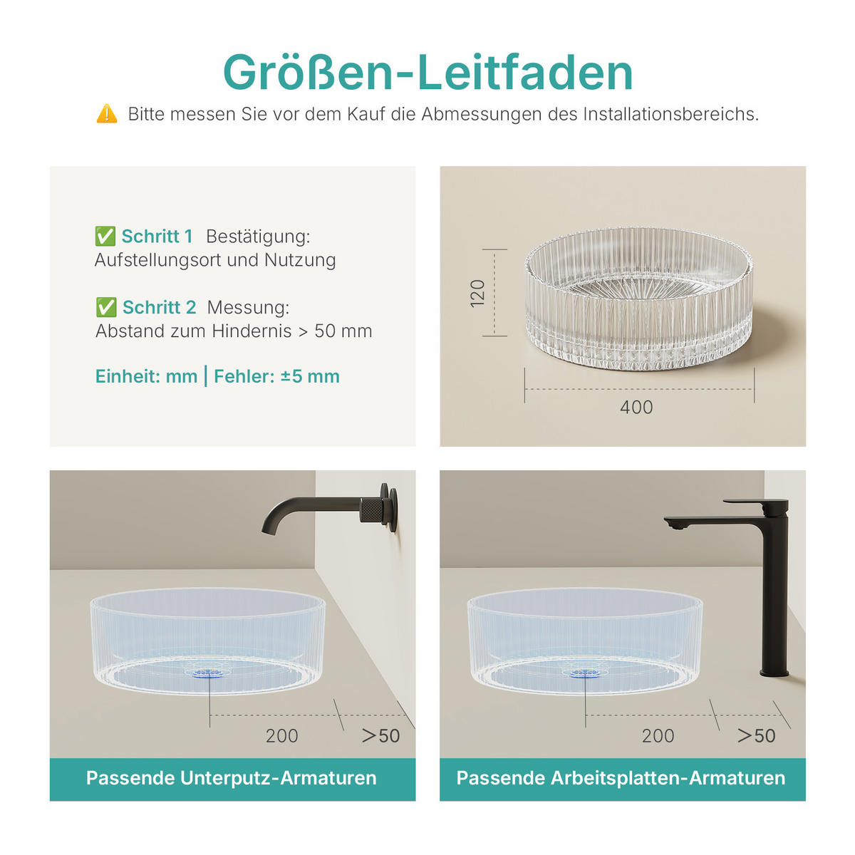 WASCHBECKEN Klarglasspüle Weiß Ø40 / 12 cm - Weiß, Glas (40/12/40cm) - EMKE