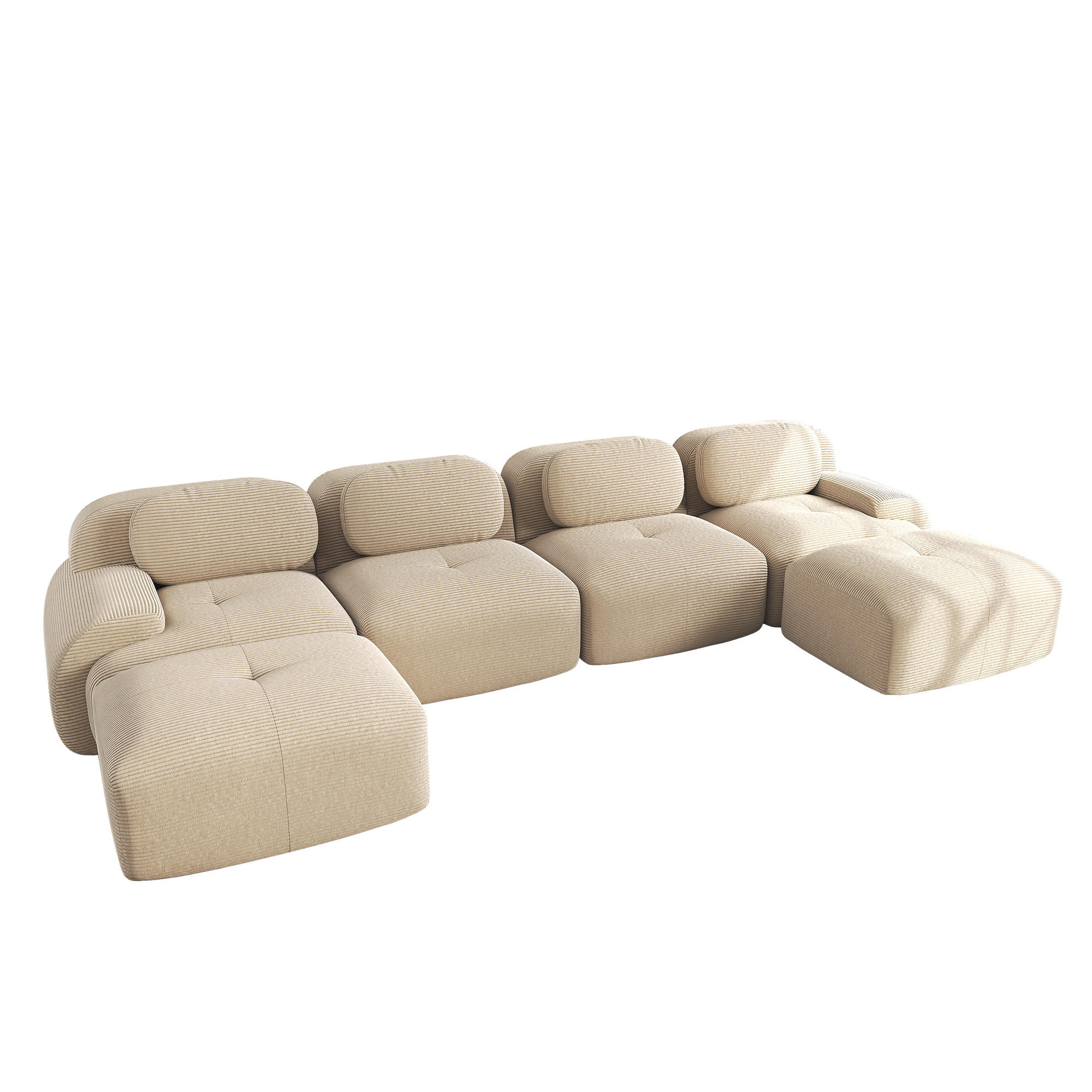 WOHNLANDSCHAFT Cord Beige montagefrei - Beige, Textil (388/75/178cm) - WISHDOR