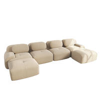 WOHNLANDSCHAFT Cord Beige montagefrei - Beige, Textil (388/75/178cm) - WISHDOR