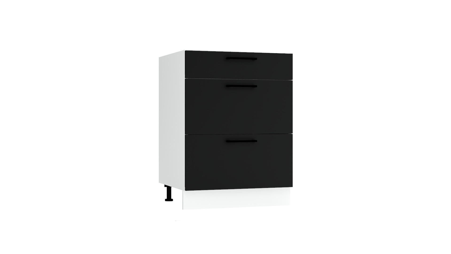 UNTERSCHRANK D60S3 - Morvex - 3 Schubladen für effiziente Organisation - Schwarz, Holz/Metall (60/82/52.4cm) - ROYAL24_MARKT