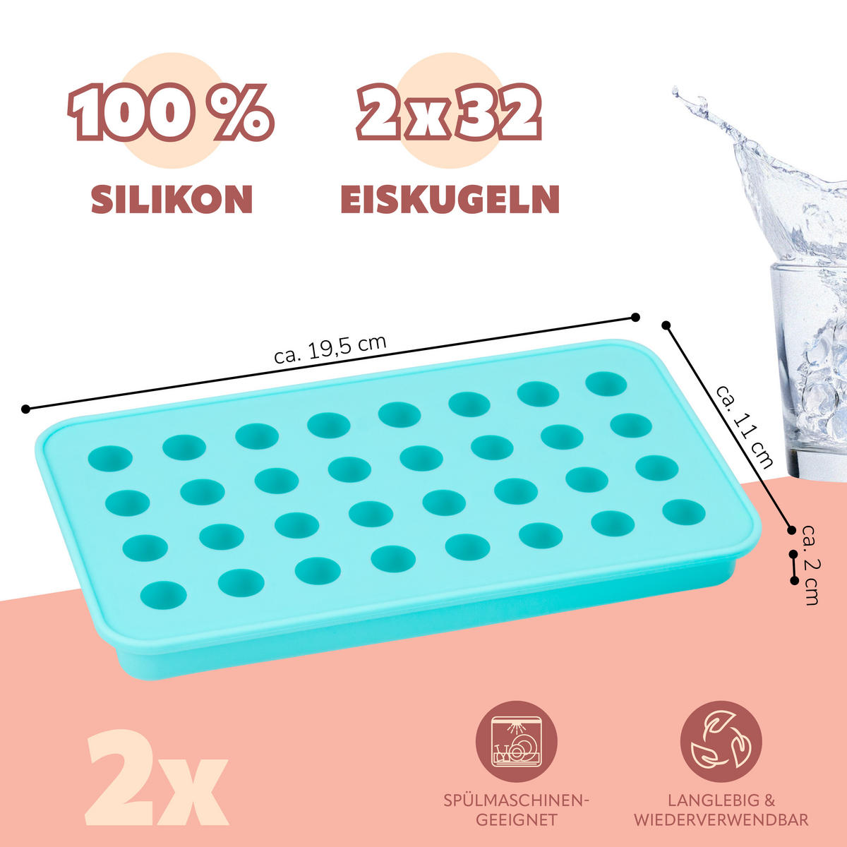 SILIKON-EISKUGELFORM, grün - Türkis, Kunststoff (19.5/2/11cm) - bremermann