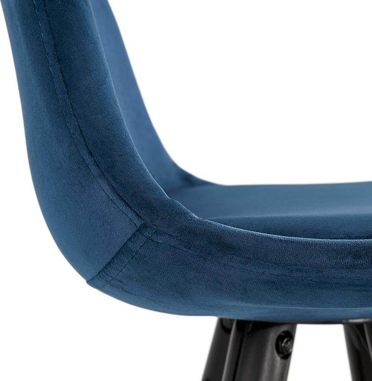 BARHOCKER Samt Holzbeine Sitzhöhe 75cm Eleganter Stil LURALI, Blau 41x41x97 cm - Blau/Schwarz, Buchenholz/Textil (41/97/41cm) - KADIMA DESIGN