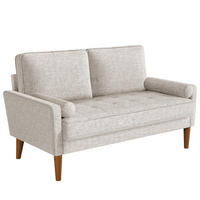 SOFA 2-Sitzer Modernes Kleines Sofa 120 cm,Stoffcouch mit Armlehne Knopf-Design, inkl. 2 Wurfkissen Couch für Wohnzimmer,Gästezimmer,Wohnung,Beige - Beige, Textil (51/46/121cm)