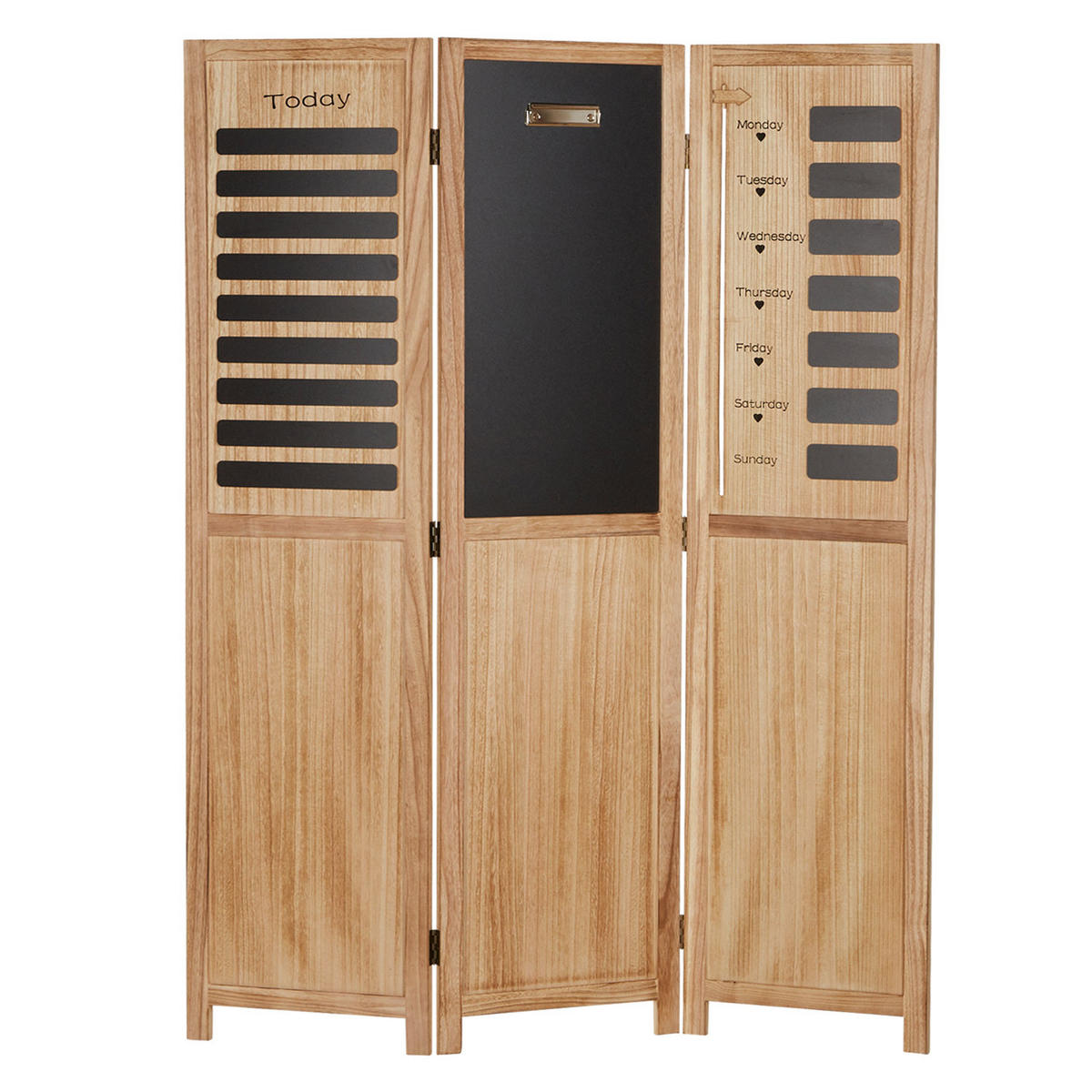 PARAVENT 3-tlg. 120/170 cm Braun Tafel-Elemente beschreibbar - Braun, Holz (120/170/2cm) - Homestyle4u