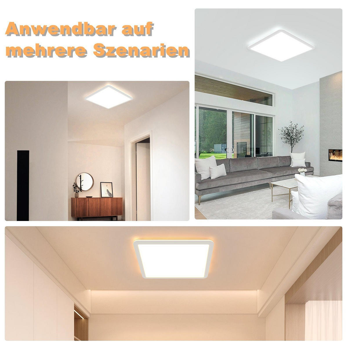 LED-DECKENLEUCHTE Schild 31/31/3 cm - Schwarz, Kunststoff (31/31/3cm) - Nettlife