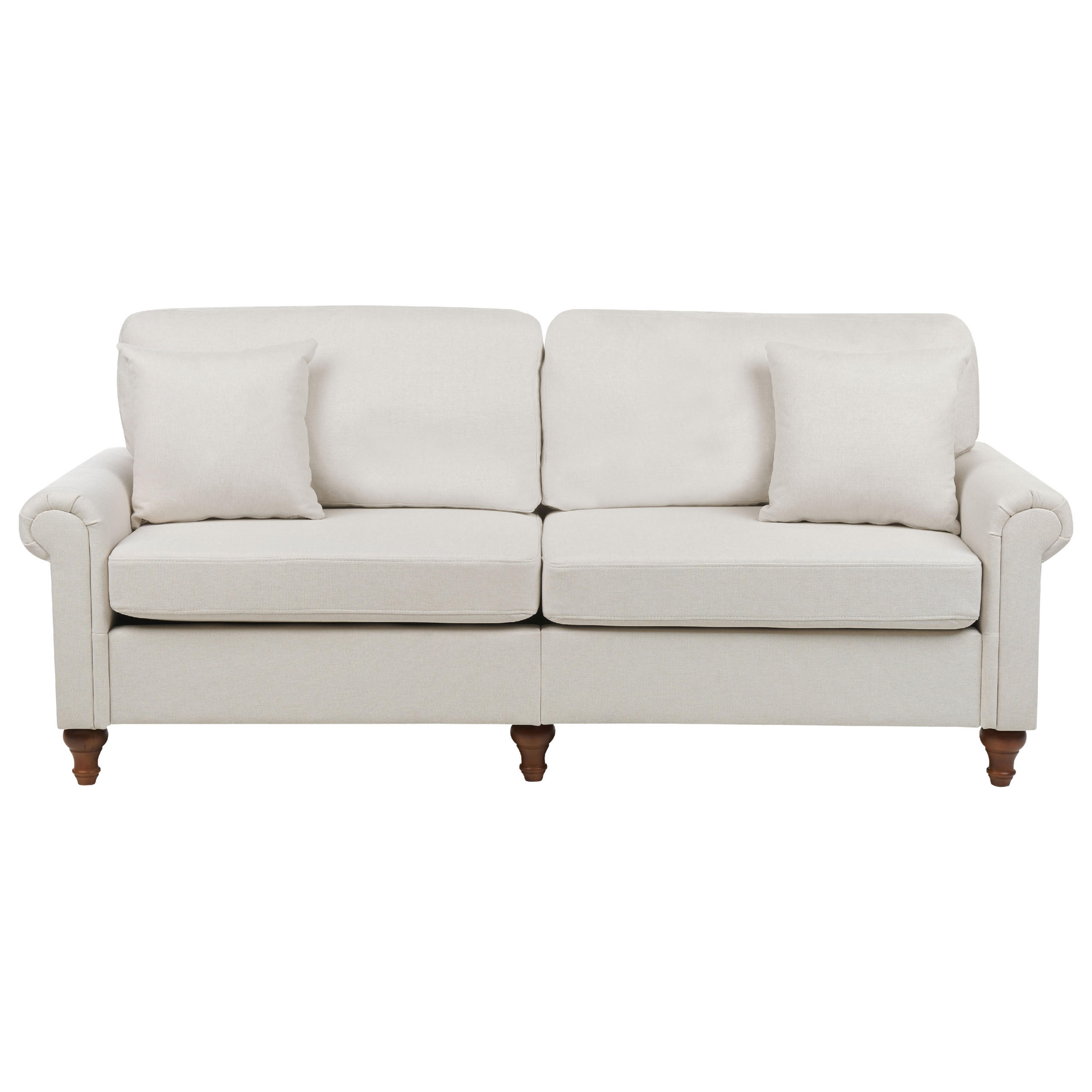 3-SITZER-SOFA hellbeige Ginnerup - Beige/Dunkelbraun, Textil (195/84/76cm) - Beliani