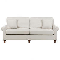 3-SITZER-SOFA hellbeige Ginnerup - Beige/Dunkelbraun, Textil (195/84/76cm) - Beliani