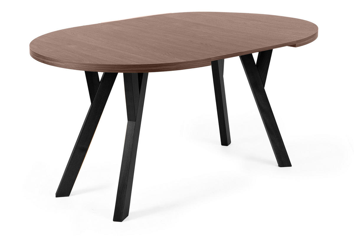 ESSTISCH INDAGA Ausziehbar 100-140cm Rund, Walnuss mittel/schwarz - Walnussfarben/Schwarz, Holz (100/140/75cm) - KONSIMO®