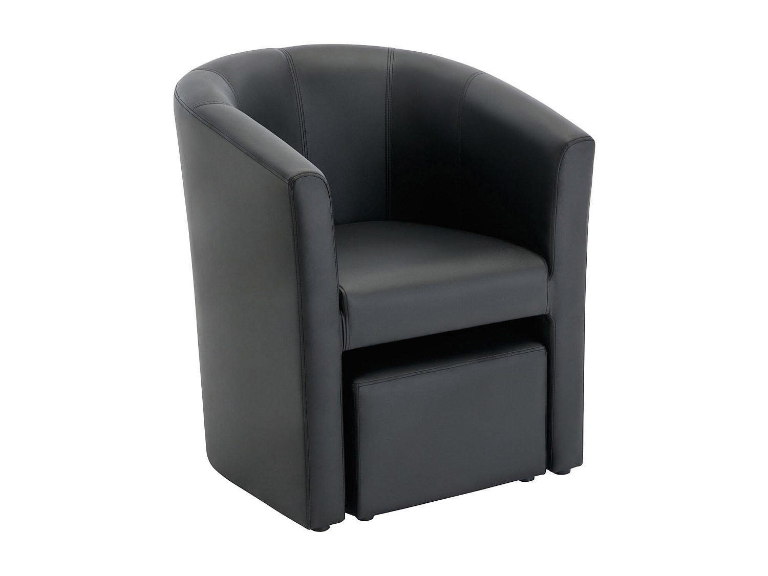 LOUNGE-SESSEL & Hocker - Kunstleder - Schwarz - JOVANA - Schwarz, Leder (65/74/64cm) - Vente-Unique