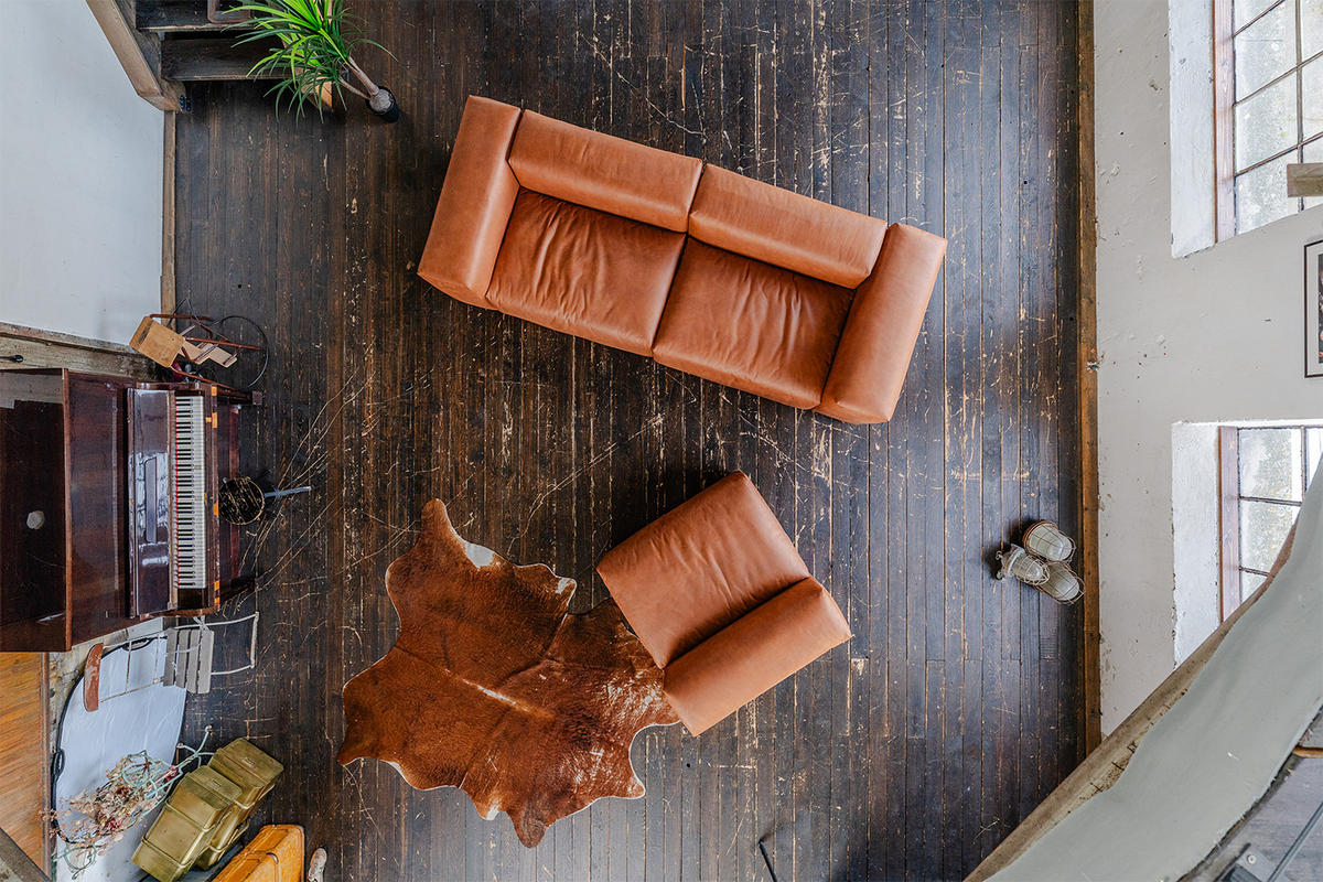 MODULSOFA MIA Braun Lederfaserstoff - Dunkelbraun/Schwarz, Leder/Kunststoff (418/72/120cm) - KAWOLA