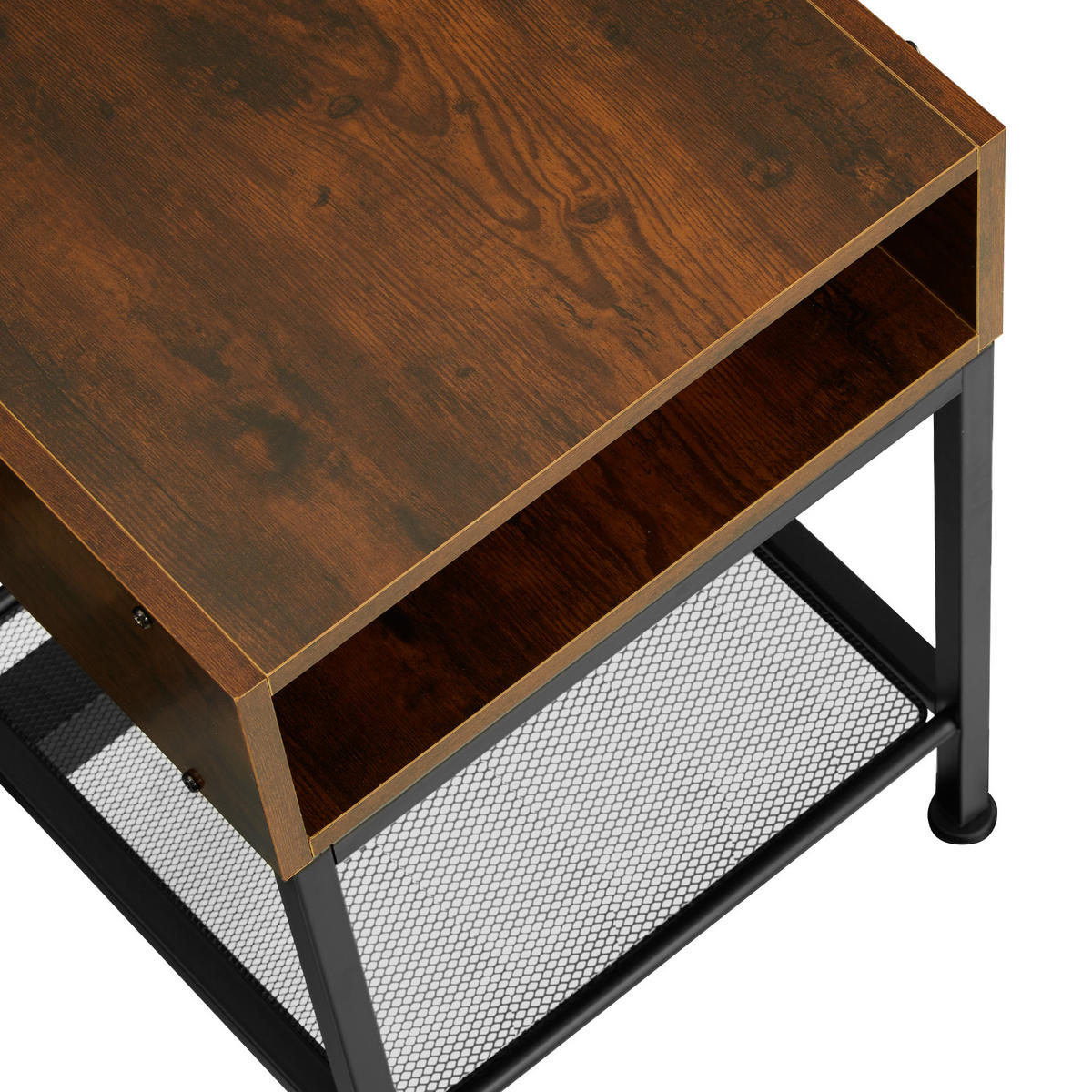 NACHTSCHRANK Harlow,40,5 x 40,5 x 59 cm,Industrial Holz dunkel, rustikal - Rostfarben, Holzwerkstoff (40.5/59/40.5cm) - tectake