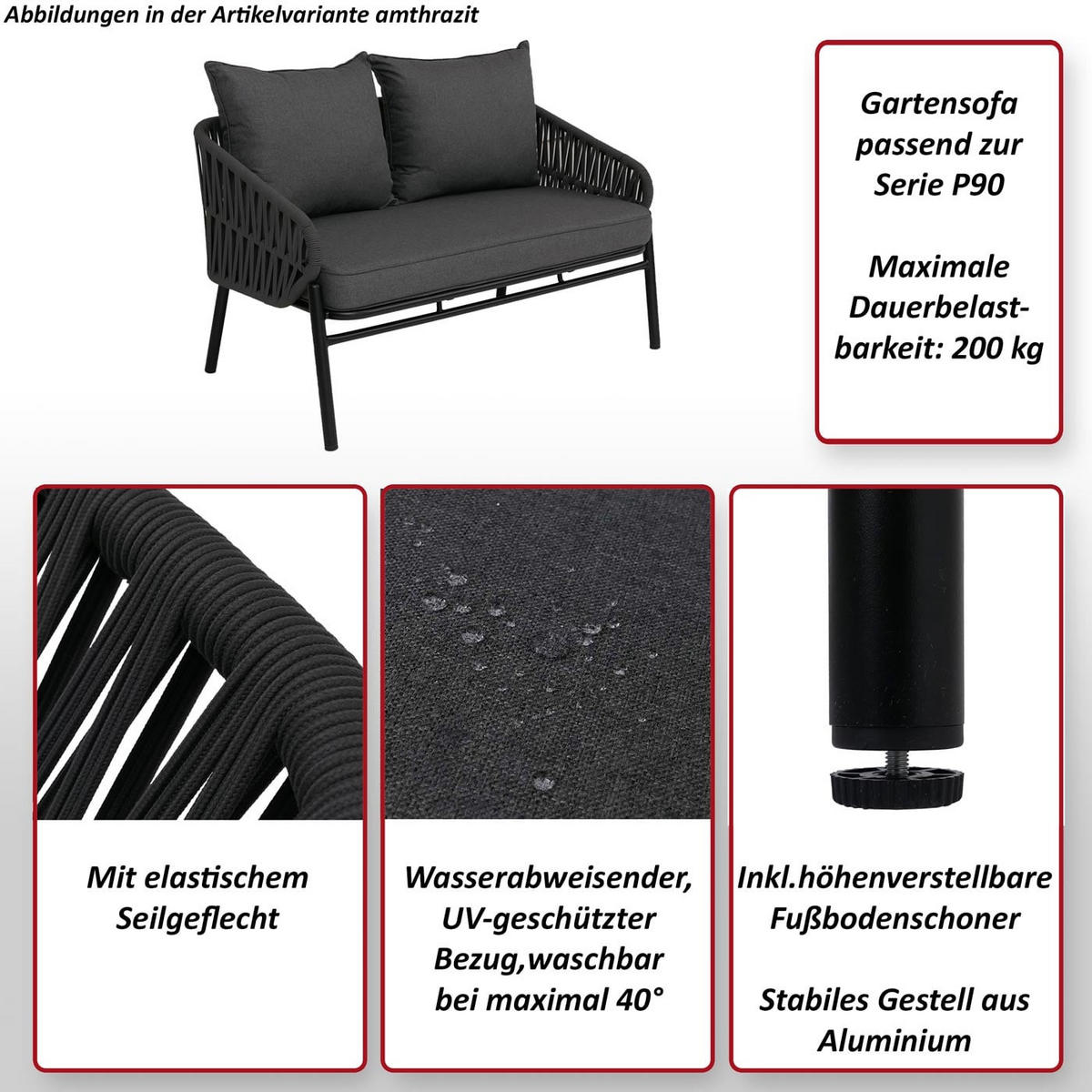 GARTENBANK Hellgrau - Hellgrau, Metall (116/83/65cm) - MCW