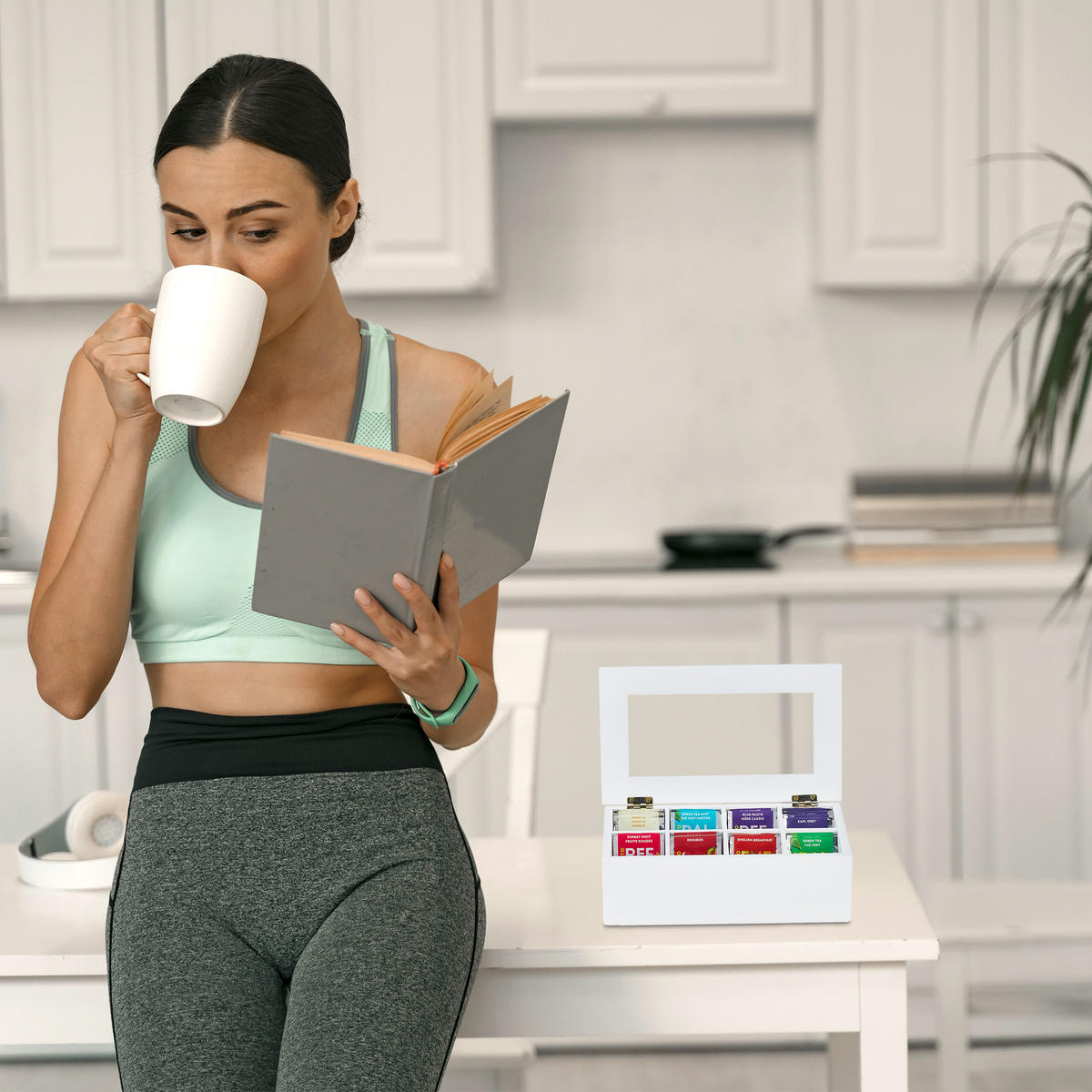 TEEBOX - Weiß, Holz/Kunststoff (28/9/16cm) - Relaxdays