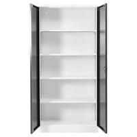 STAHLSCHRANK Bee mit 5 lackierten Fachböden 195x92x60 cm Korpusfarbe Verkehrsweiß Frontfarbe Schwarz - Schwarz, Metall (92/195/60cm)
