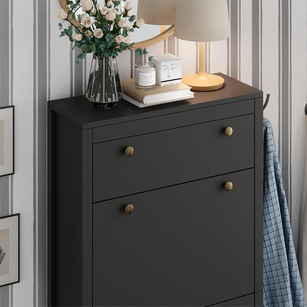 SCHUHSCHRANK Aron Schwarz 60 x 153 cm ,3 Fächer - Schwarz, Holzwerkstoff (60/153/23.5cm) - Vicco