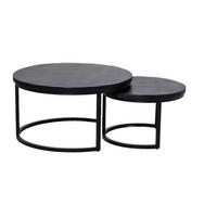 COUCHTISCH 2er-Set aus Mangoholz, schwarz - Schwarz, Metall (70/70/38cm) - Giga Meubel