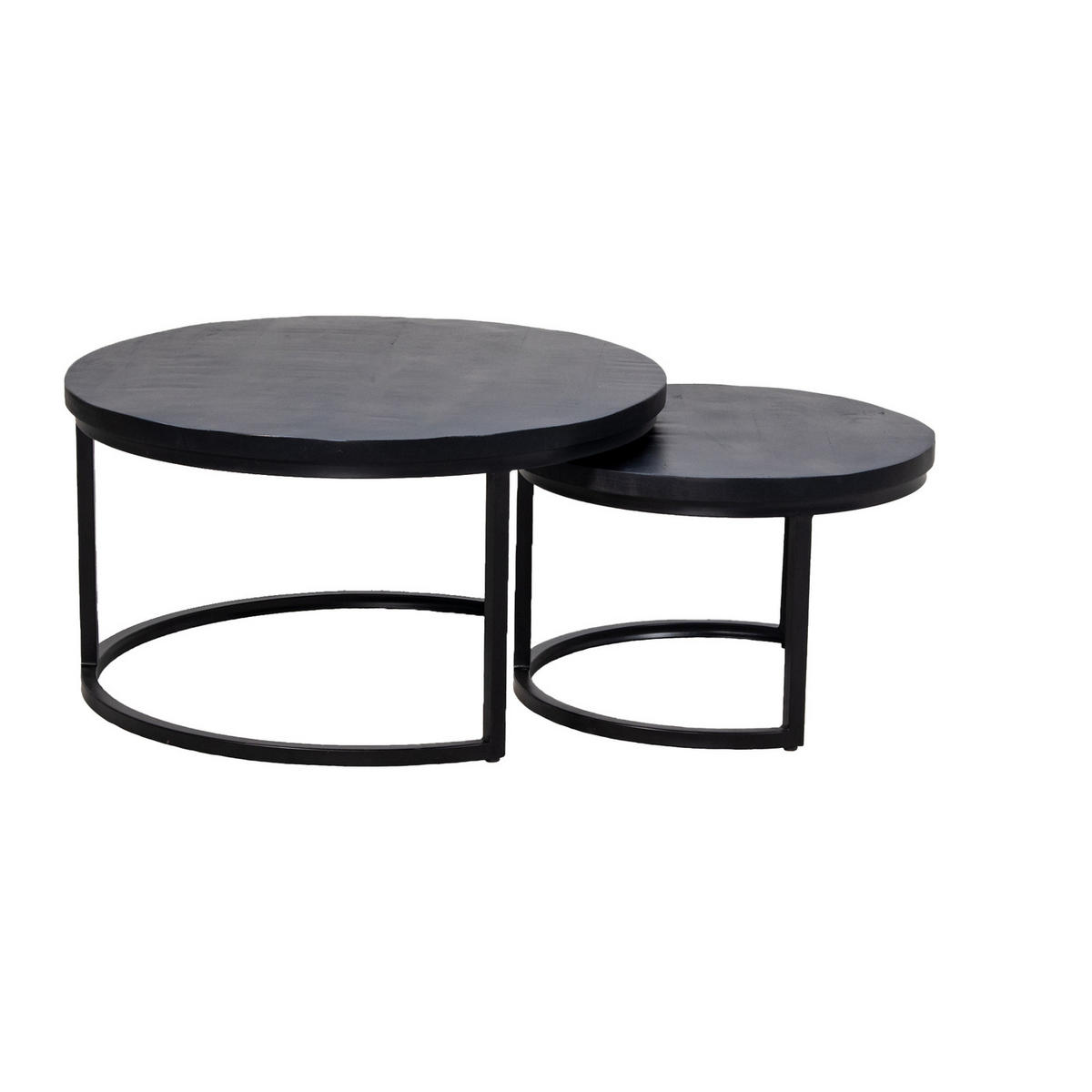 COUCHTISCH 2er-Set aus Mangoholz, schwarz - Schwarz, Metall (70/70/38cm) - Giga Meubel