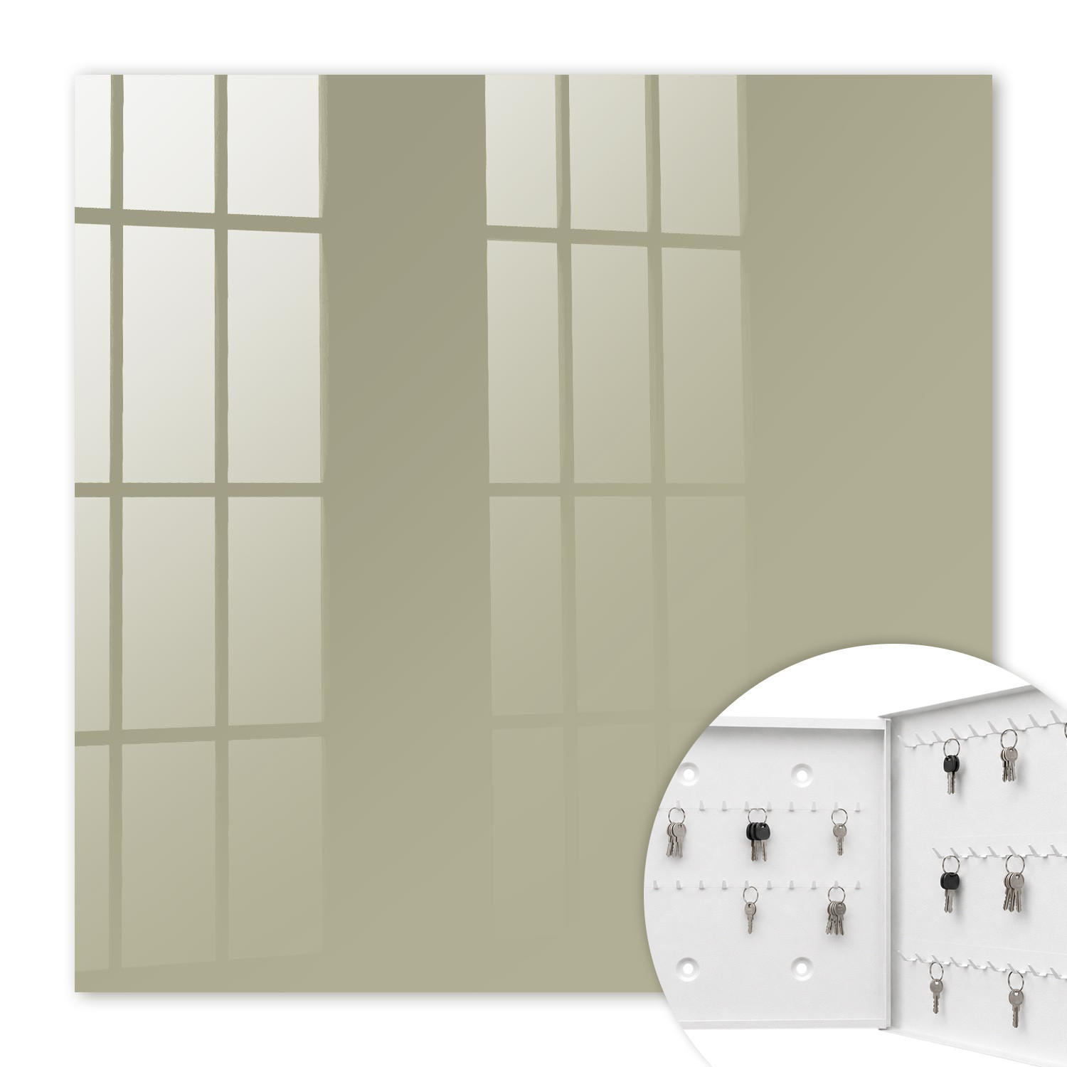 SCHLÜSSELBOX Weiß 30x30 cm – Türöffnung nach rechts - Dunkelcreme - Creme, Metall (30/30/5cm) - TULUP