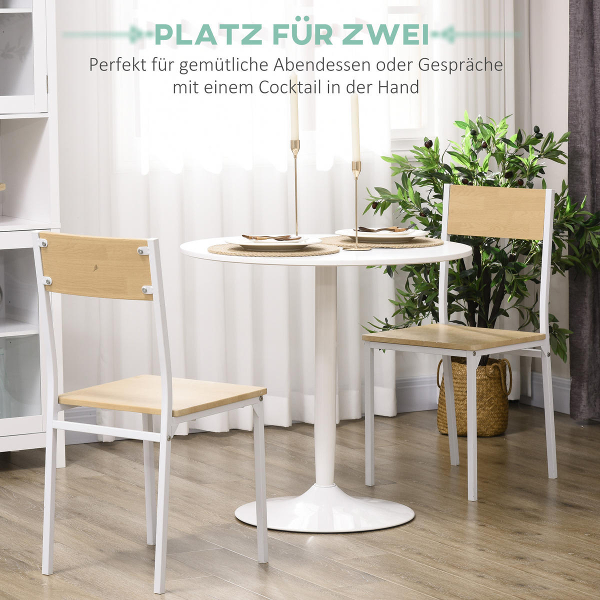 ESSTISCH Runder Küchentisch, Rutschfester Esszimmertisch für 2 Personen Weiß - Weiß, Kunststoff (70/70/75cm) - HOMCOM