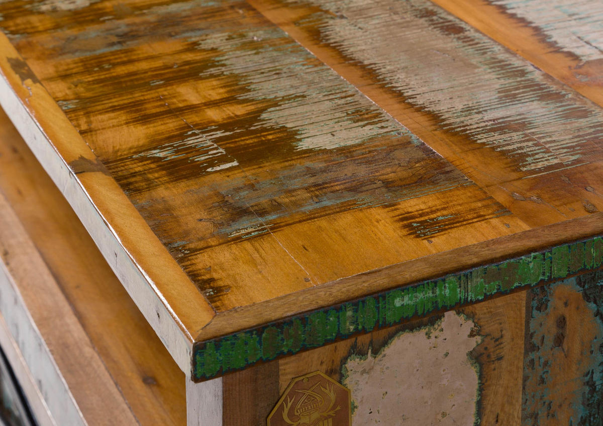 TV-BOARD Altholz 200x50x50 mehrfarbig lackiert NATURE OF SPIRIT #136 - Multicolor, Holz (200/50/50cm) - Massivmoebel24