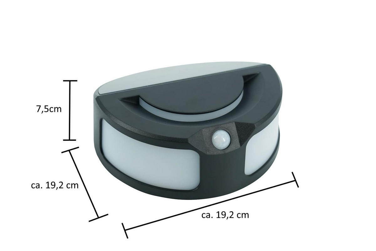 LED-WANDLEUCHTE Solar Außenbereich Dämmerungssensor 45 Auslösungen Nachtlicht - Schwarz, Kunststoff (19/19/6.7cm) - Northpoint