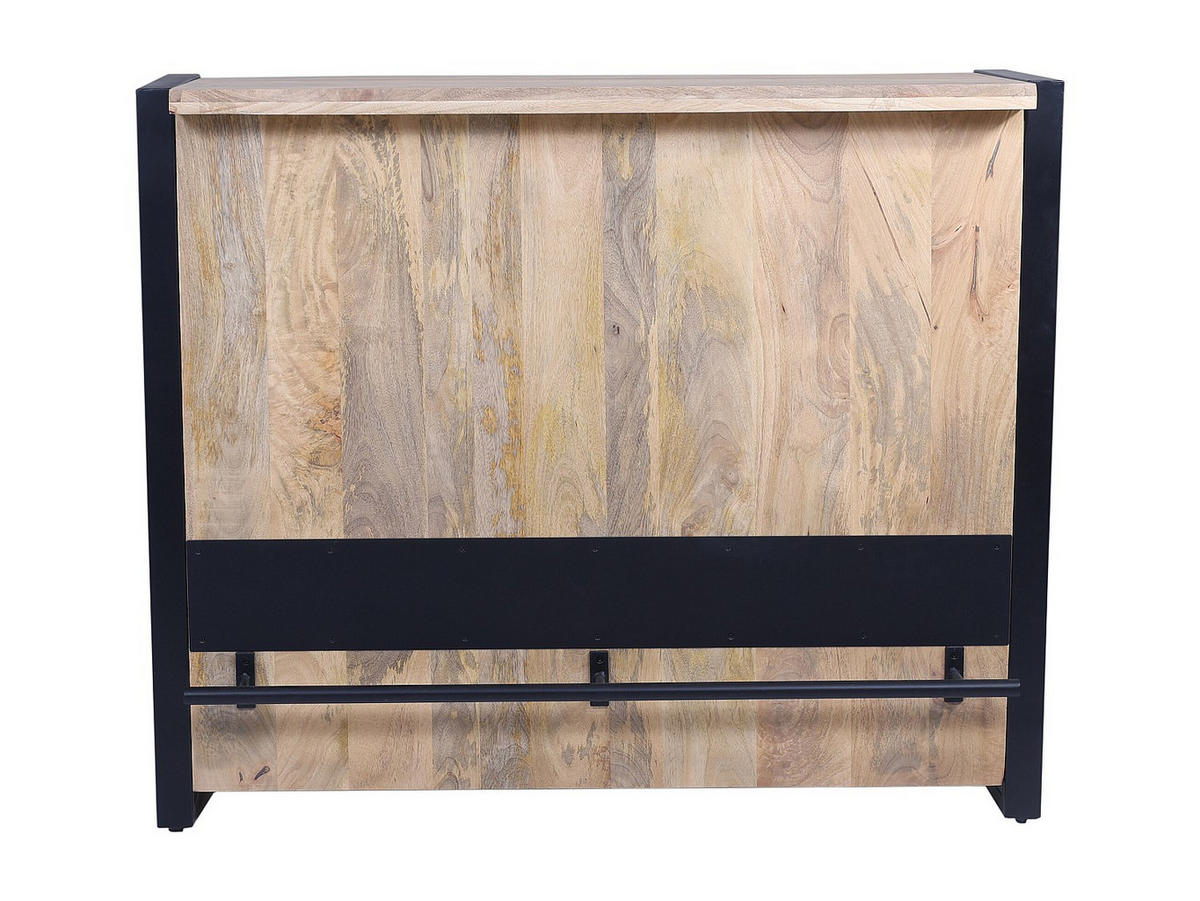 BARMÖBEL mit 3 Regalen - Mangoholz & Metall - Holzfarben & Schwarz - HARLEM II - Naturfarben, Holz (120/100/45cm) - Vente-Unique
